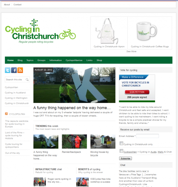 Cycling in Christchurch website