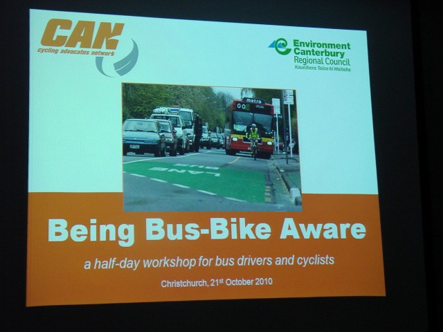 bus bike workshop powerpoint: photo of 1st slide form PP presentation