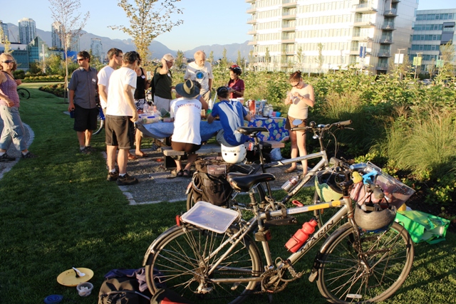 VACC cycle advocates picnic, False Creek bike path near Olympic Village, Vancouver