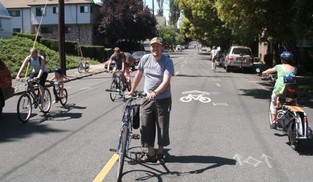 CAN Deputy Chair Glen Koorey enjoys a traffic-free Ankeny St during Sunday Parkway