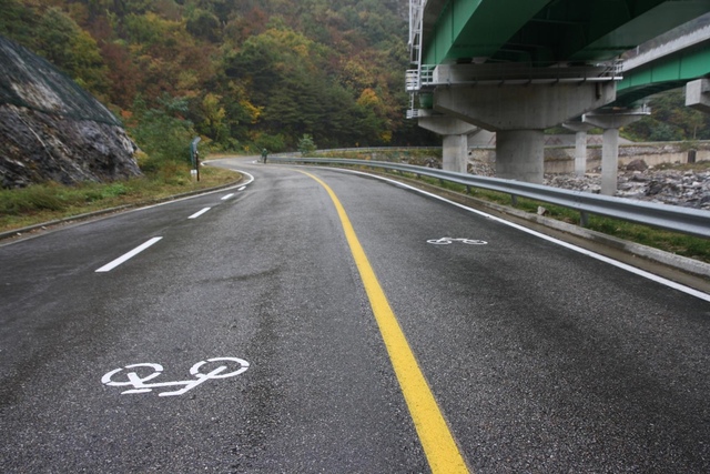 Road in South Korea: Old main road which is a now cycleway, East of Wontong